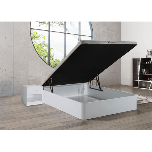 Conjunto Sommier Carvalho 105x190cm + Mesa de Cabeceira Branca 1 Gaveta