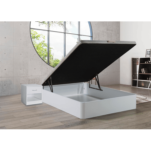 Conjunto Sommier Carvalho 90x190cm + Mesa de Cabeceira Branca 1 Gaveta