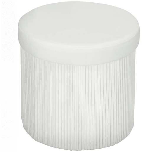 HOMCOM Puff de Arrumação Banco de Arrumação Dobrável 35 L 38x38x38 cm Estofado em Veludo Baú de Arrumação Redondo Capacidade de Carga 120 kg Banqueta para Sala de Estar Quarto, Entrada Creme
