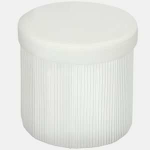 HOMCOM Puff de Arrumação Banco de Arrumação Dobrável 35 L 38x38x38 cm Estofado em Veludo Baú de Arrumação Redondo Capacidade de Carga 120 kg Banqueta para Sala de Estar Quarto, Entrada Creme
