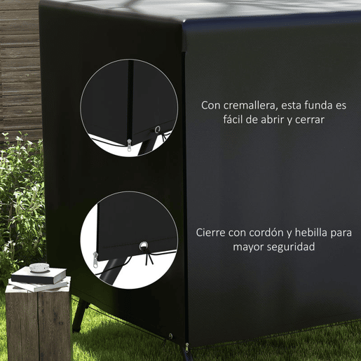 Outsunny Capa para Baloiço de Jardim, Capa para Baloiço de Exterior com Fecho, Impermeável, 215x155x150 cm, Preto