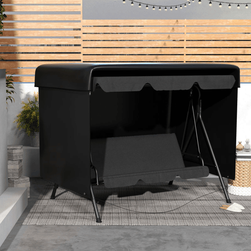 Outsunny Capa para Baloiço de Jardim, Capa para Baloiço de Exterior com Fecho, Impermeável, 215x155x150 cm, Preto