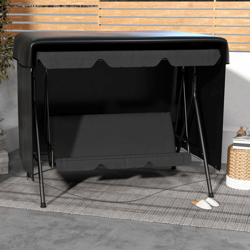 Outsunny Capa para Baloiço de Jardim, Capa para Baloiço de Exterior com Fecho, Impermeável, 215x155x150 cm, Preto