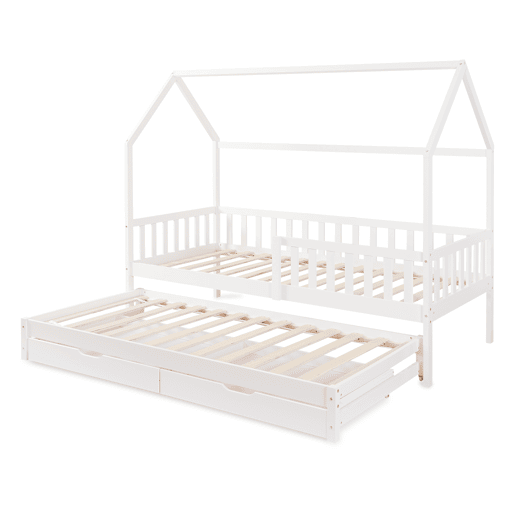 Cama de casal para crianças Aarghonmaa 90x200cm 2 gavetas pinho Branco en.casa