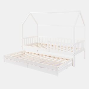 Cama de casal para crianças Aarghonmaa 90x200cm 2 gavetas pinho Branco en.casa