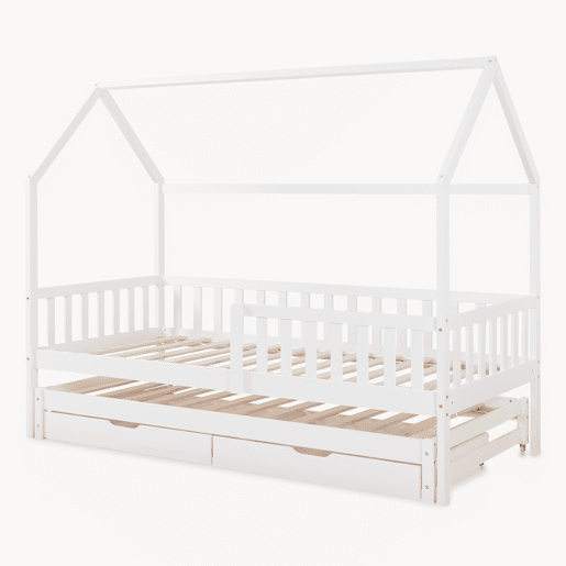Cama de casal para crianças Aarghonmaa 90x200cm 2 gavetas pinho Branco en.casa