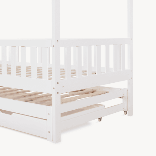 Cama de casal para crianças Aarghonmaa 90x200cm 2 gavetas pinho Branco en.casa