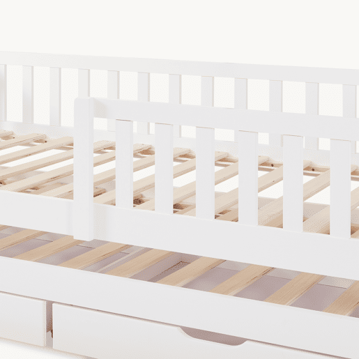 Cama de casal para crianças Aarghonmaa 90x200cm 2 gavetas pinho Branco en.casa