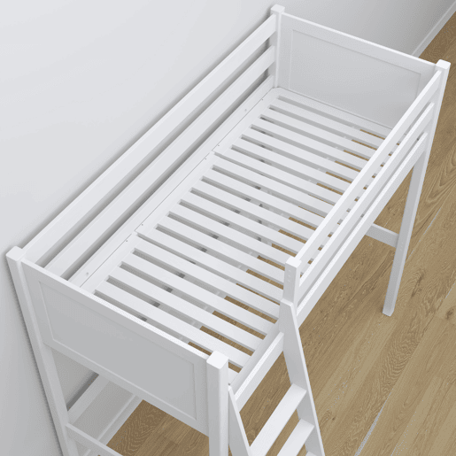 Cama alta de madeira com secretária N04 branco