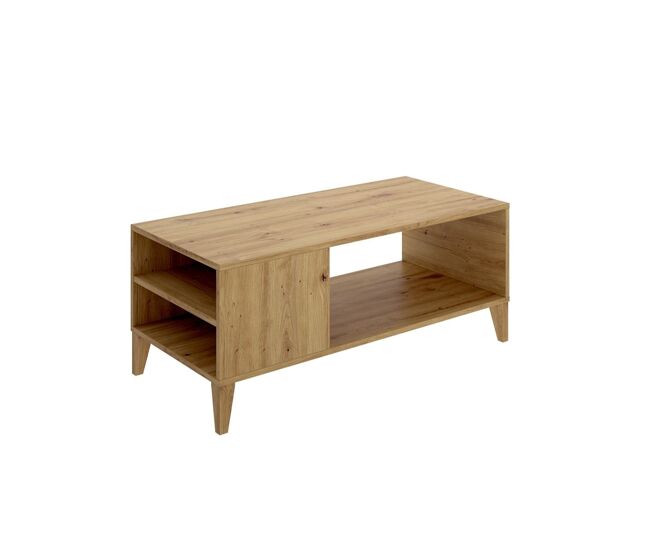 Mesa de centro Sky 2 compartimentos laterales natural 42,5x100x50 cm