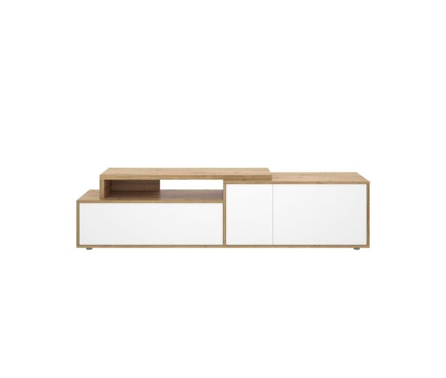 Mueble de TV Elsa puerta abatible con compartimento blanco/natural 46,9x185x40,2 cm