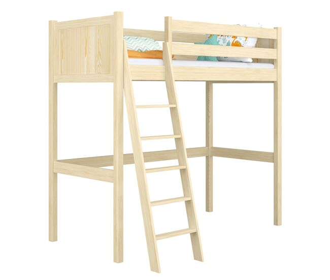 Cama alta de madera n04 pino incoloro
