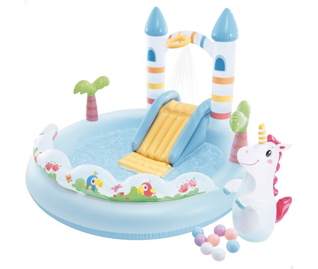 Intex centro de juegos hinchable castillo unicornio con tobogán