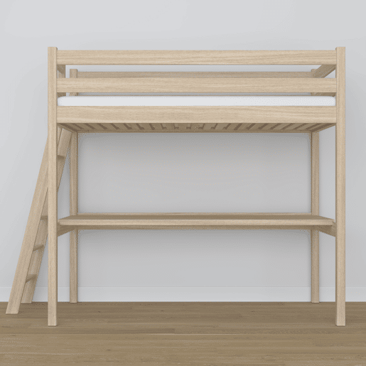 Cama mezzanine de carvalho com secretária N02 carvalho branqueado