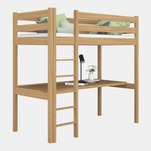 Cama mezzanine de carvalho com secretária N05 carvalho natural