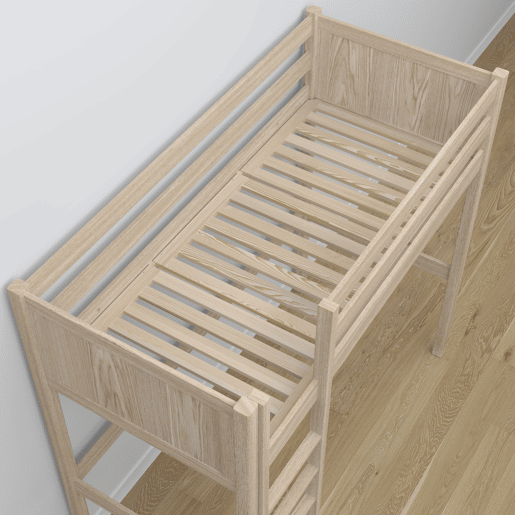 Cama mezzanine de carvalho com secretária N06 carvalho branqueado