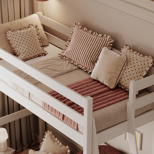 Cama alta de madeira N02 branco Cama alta de madeira N02 branco