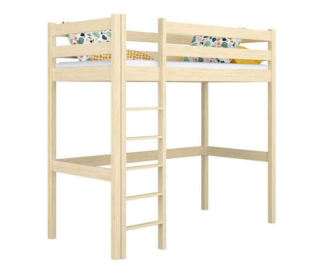 Cama alta de madera n05 pino incoloro