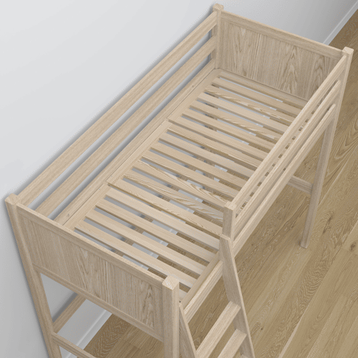 Cama mezzanine de carvalho com secretária N04 carvalho branqueado