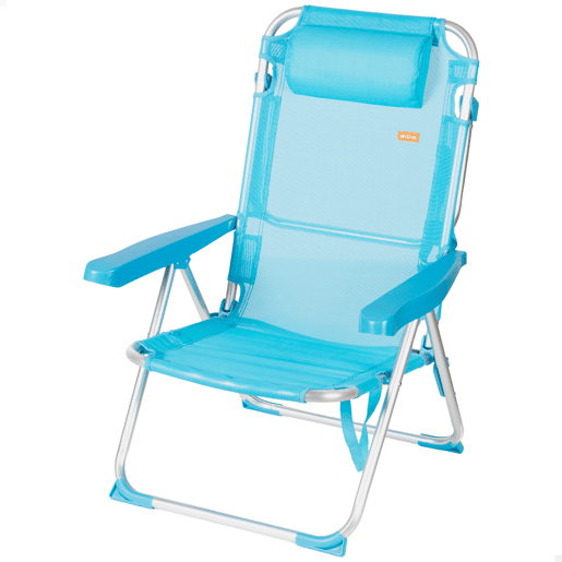 Aktive Cadeira de praia alta multiposições 48x60x90 cm azul Aktive Cadeira de praia alta multiposições 48x60x90 cm azul