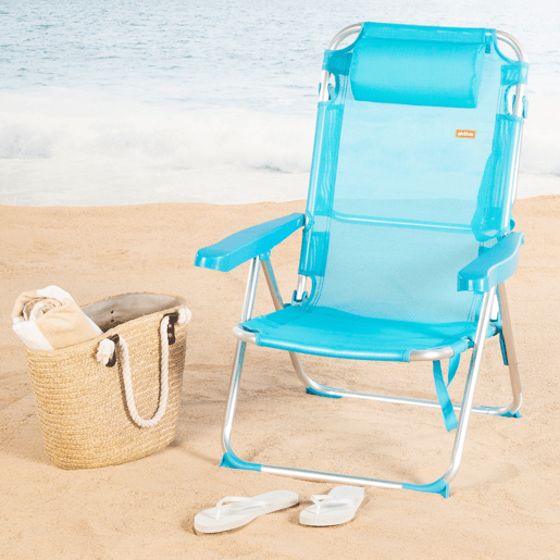 Aktive Cadeira de praia alta multiposições 48x60x90 cm azul Aktive Cadeira de praia alta multiposições 48x60x90 cm azul
