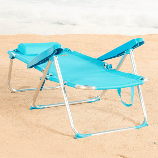 Aktive Cadeira de praia alta multiposições 48x60x90 cm azul Aktive Cadeira de praia alta multiposições 48x60x90 cm azul
