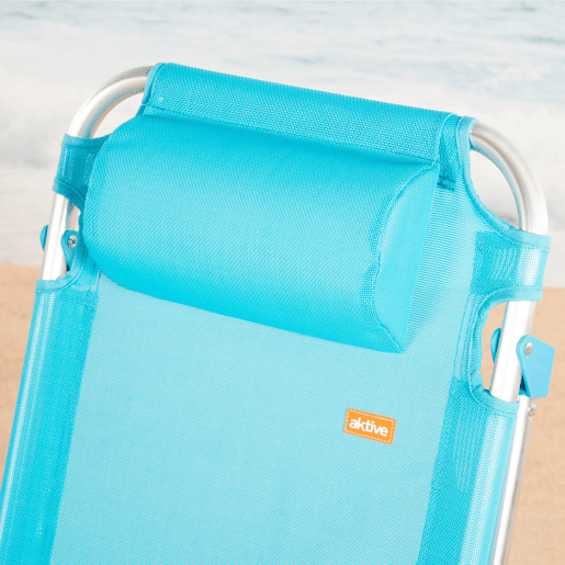 Aktive Cadeira de praia alta multiposições 48x60x90 cm azul Aktive Cadeira de praia alta multiposições 48x60x90 cm azul
