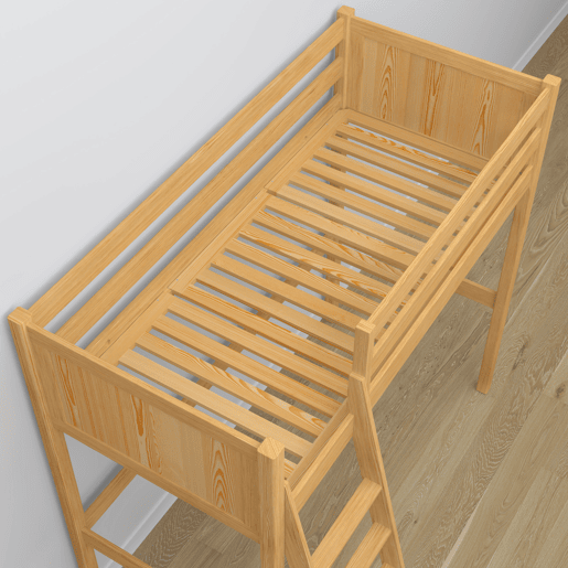 Cama alta de madeira com secretária N04 pinho natural