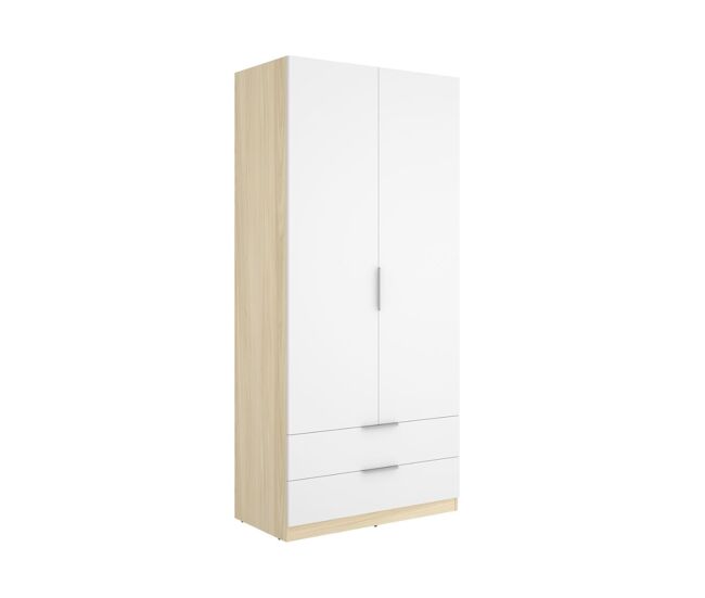 Armario emax 2 puertas batientes y 2 cajones blanco/natural 203,5x91x51,4 cm