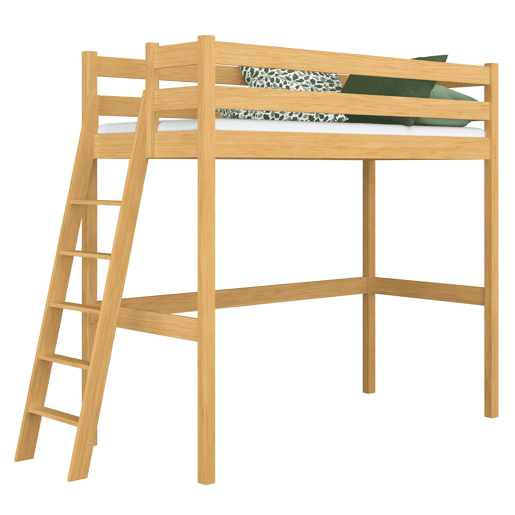 Cama alta de madeira N02 pinho natural Cama alta de madeira N02 pinho natural