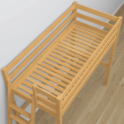 Cama alta de madeira N02 pinho natural Cama alta de madeira N02 pinho natural