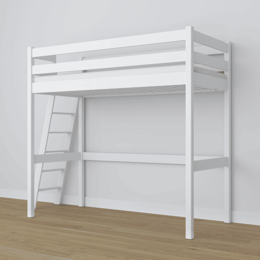 Cama alta de madeira N02 branco