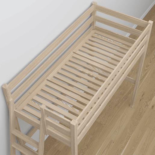 Cama mezzanine de carvalho com secretária N02 carvalho branqueado