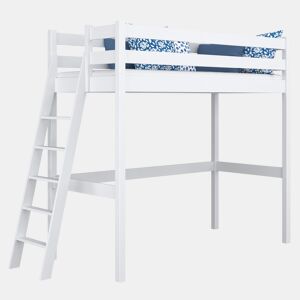 Cama alta de madeira N02 branco