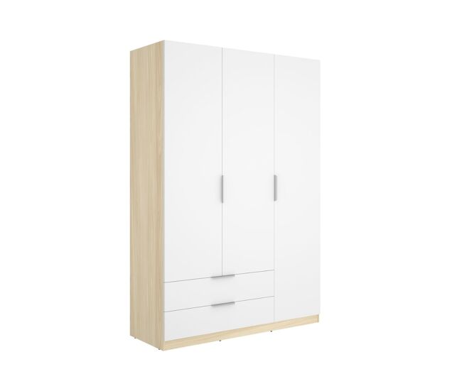 Armario emax 3 puertas con 2 cajones blanco/natural 203,5x136,6x51,4 cm