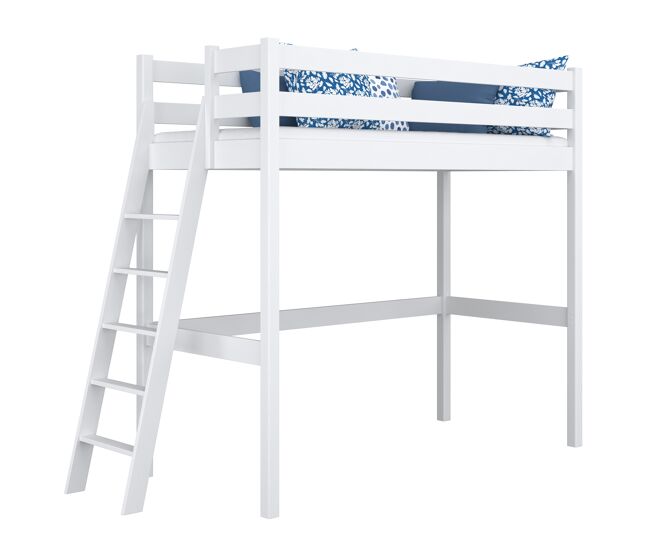 Cama alta de madera n02 blanco