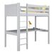 Cama alta de madera con escritorio N06 90x180 Cama alta de madera con escritorio N06 90x180 Blanco/ Gris