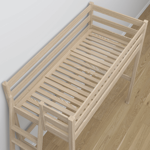 Cama mezzanine de carvalho com secretária N02 carvalho branqueado