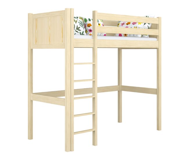 Cama alta de madera n06 pino incoloro
