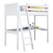 Cama alta de madera con escritorio N04 120x190 Cama alta de madera con escritorio N04 120x190 Blanco/ Gris