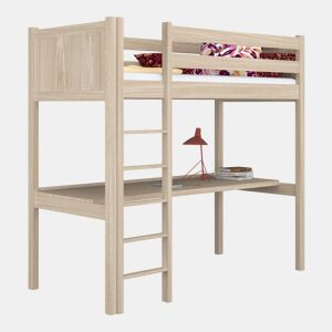 Cama mezzanine de carvalho com secretária N06 carvalho branqueado