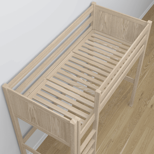Cama mezzanine de carvalho com secretária N06 carvalho branqueado