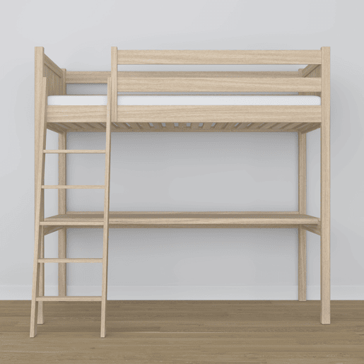 Cama mezzanine de carvalho com secretária N04 carvalho branqueado