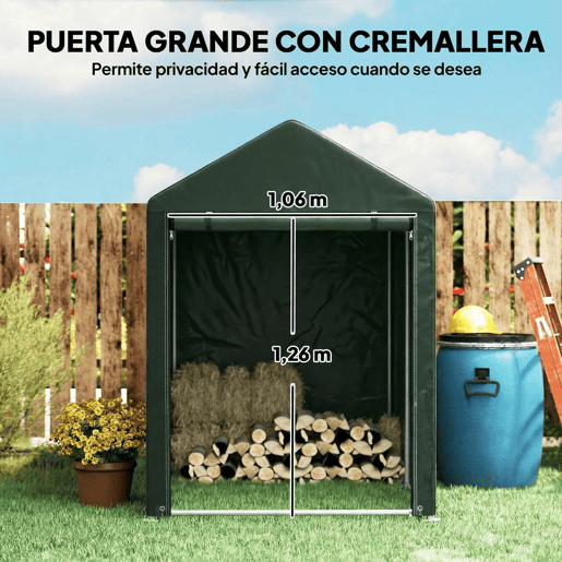 Outsunny Abrigo para Ferramentas Bicicletas e Motos 120x179x165 cm Garagem Portátil com 2 Habitações Porta com Fecho de Correr Impermeável Anti-UV para Jardim Verde Escuro