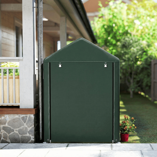 Outsunny Abrigo para Ferramentas Bicicletas e Motos 120x179x165 cm Garagem Portátil com 2 Habitações Porta com Fecho de Correr Impermeável Anti-UV para Jardim Verde Escuro