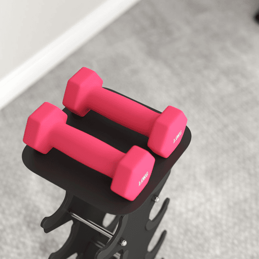 SPORTNOW Conjunto de Halteres de 8 Peças 20 kg Halteres Hexagonais 2x1kg 2x2kg 2x3kg 2x4kg com Suporte de Arrumação e Pegas Retas para Treino de Força em Casa ou Ginásio Multicolor