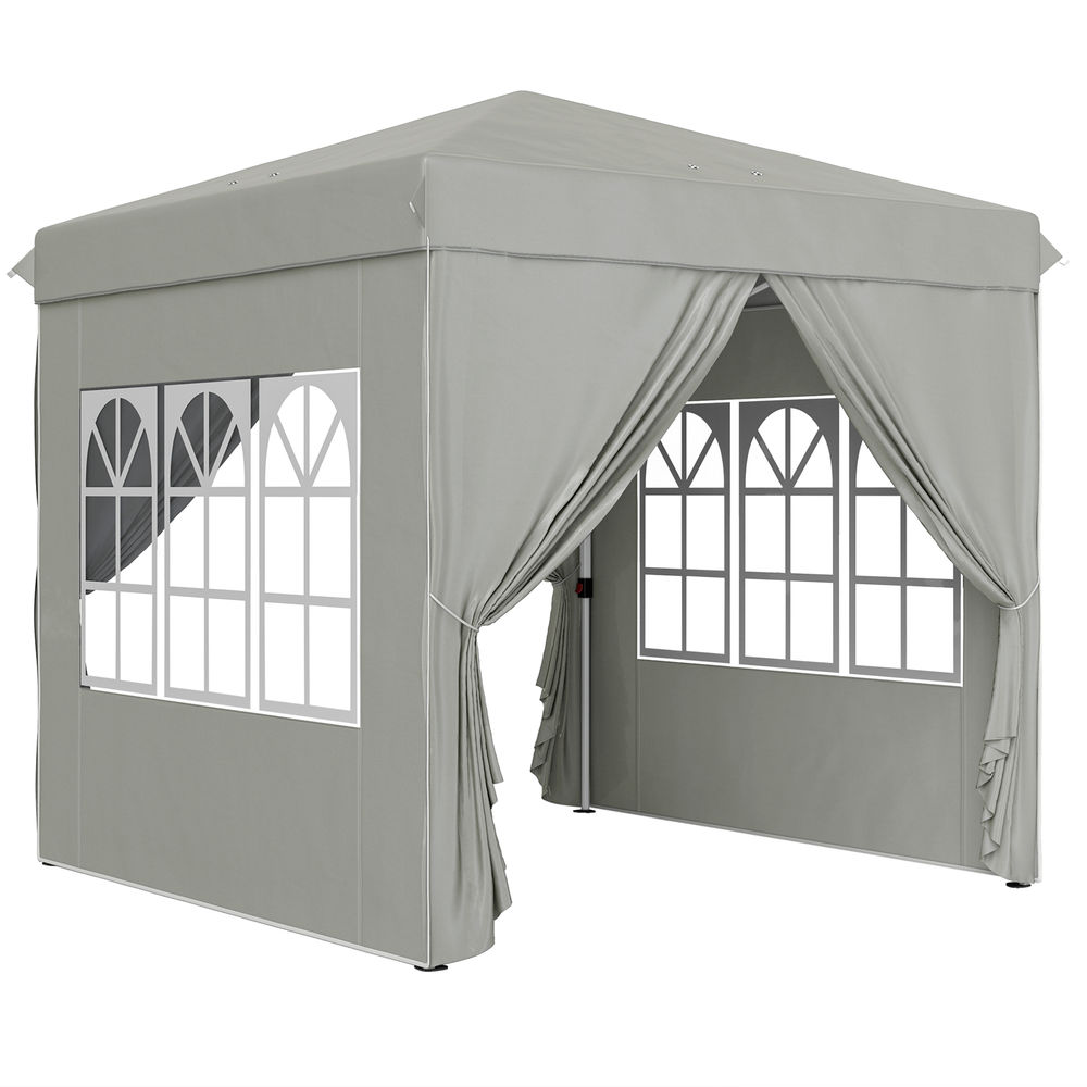 Outsunny carpa plegable pop-up gazebo 2,5x2,5 m cenador plegable con 4 paredes laterales anti-uv y bolsa de transporte para camping fiestas, gris