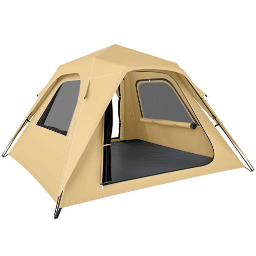 Outsunny Tenda de Campanha Instantânea, Tenda Pop-Up com Janelas de Rede e Bolsa de Transporte, Impermeável 3000mm e Proteção UPF50+, para 2-3 Pessoas, Caqui
