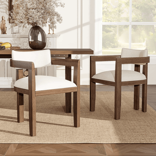 Cadeira de sala de jantar, pacote de 2 - confortável e respirável, estilo moderno, linho - cor nogueira Cadeira de sala de jantar, pacote de 2 - confortável e respirável, estilo moderno, linho - cor nogueira