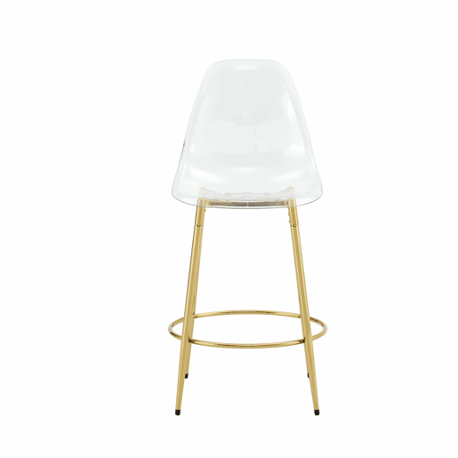Conjunto de 2 bancos transparentes - Design flutuante, altura total: 102 cm - Dourado
